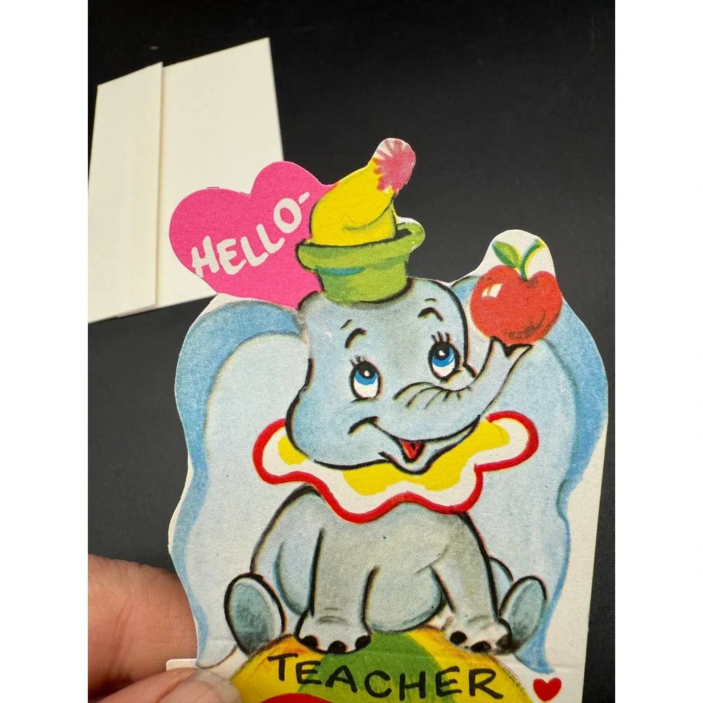 Vintage Walt Disney Valentine Card‎ Dumbo Teacher Theme 1960s with Envelope